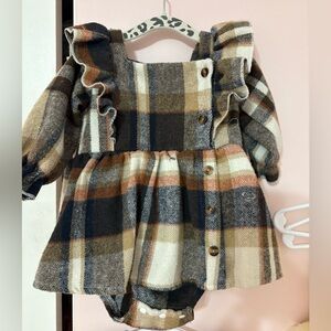 Plaid Ruffle Button Dress